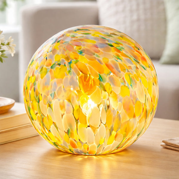 Lyra Multicolour Speckled Round Glass Table Lamp