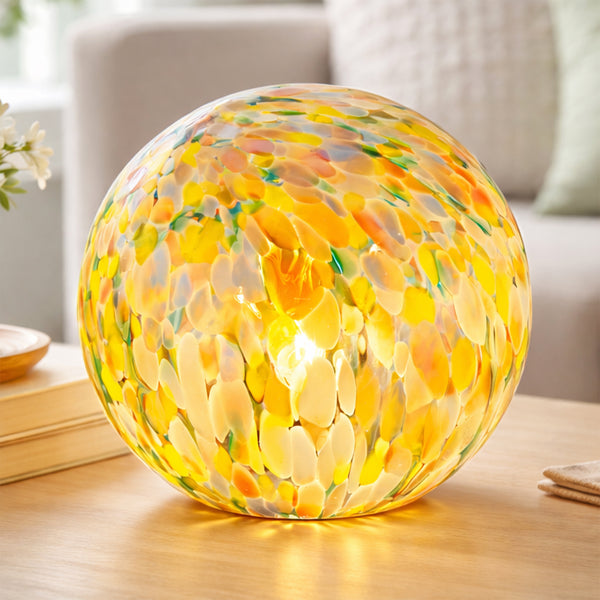 Lyra Multicolour Speckled Round Glass Table Lamp