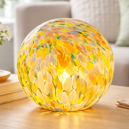 Lyra Multicolour Speckled Round Glass Table Lamp