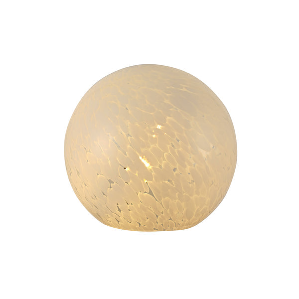 Lyra White Speckled Round Glass Table Lamp