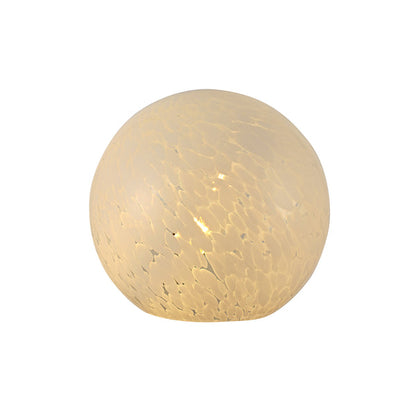 Lyra White Speckled Round Glass Table Lamp