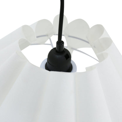 Esther Arched Timber and White Pleated Contemporary Floor Lamp