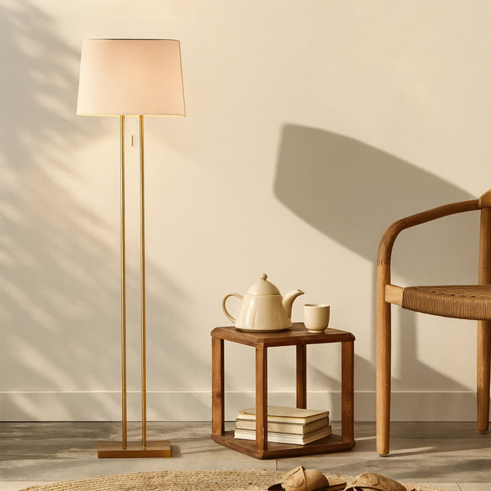 Arden Brass and Ivory Contemporary Floor Lamp