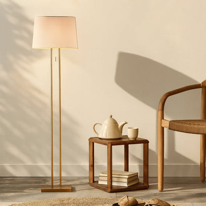 Arden Brass and Ivory Contemporary Floor Lamp