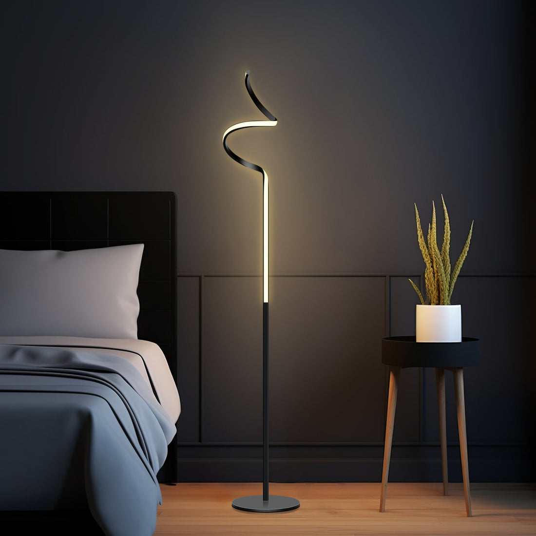 Chipper Black LED Contemporary Floor Lamp