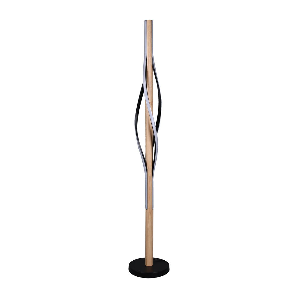 Bonnie Contemporary Timber Floor Lamp with Tri-Colour LED