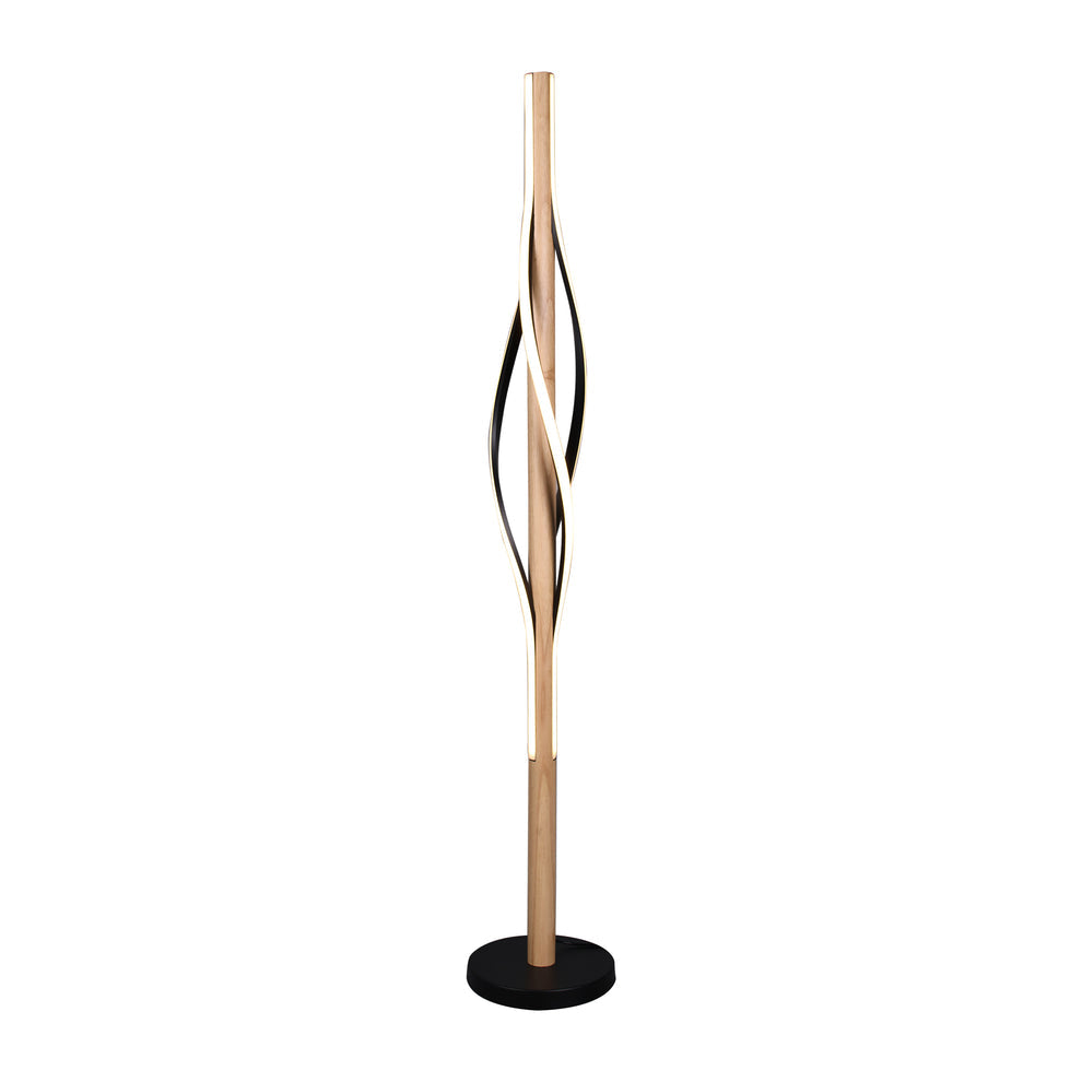 Bonnie Contemporary Timber Floor Lamp with Tri-Colour LED