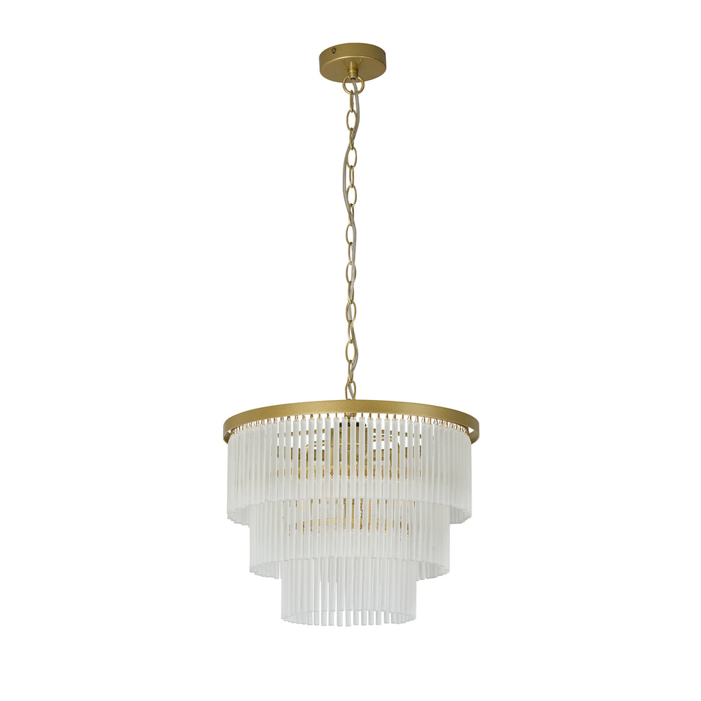 Greer 4 Light Gold with Frost Glass Classic Retro Pendant