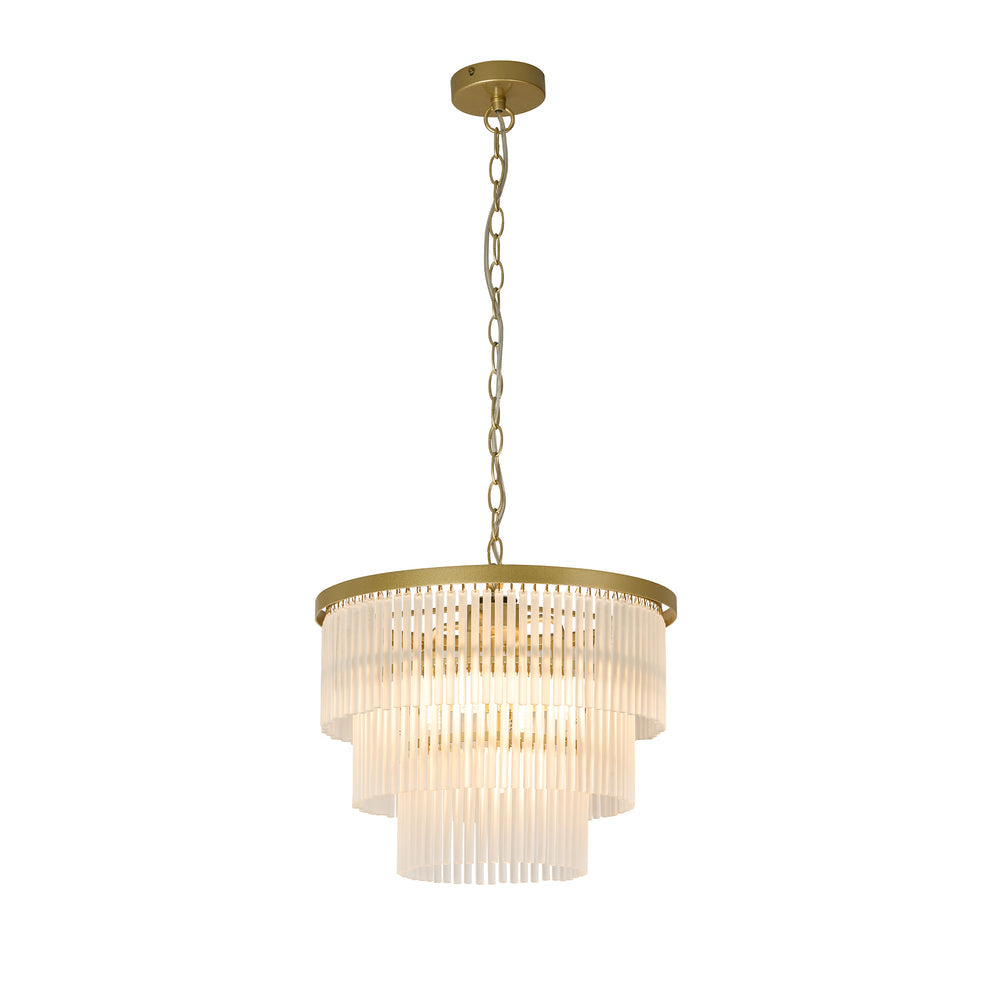 Greer 4 Light Gold with Frost Glass Classic Retro Pendant