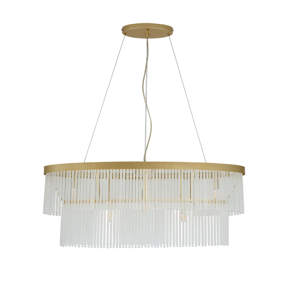 Greer 5 Light Linear Gold with Frost Glass Classic Retro Pendant