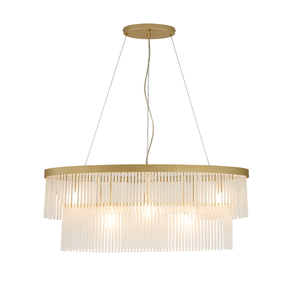 Greer 5 Light Linear Gold with Frost Glass Classic Retro Pendant