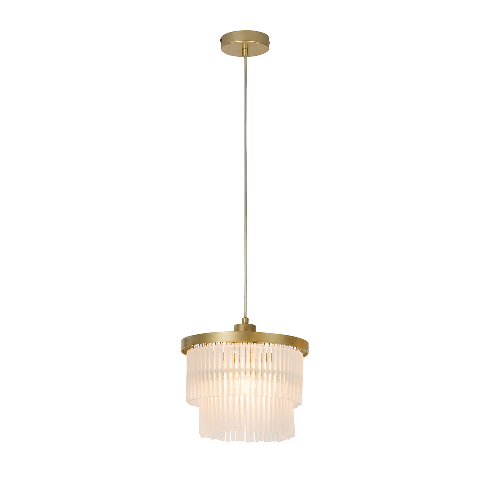 Greer 1 Light Gold with Frost Glass Classic Retro Pendant