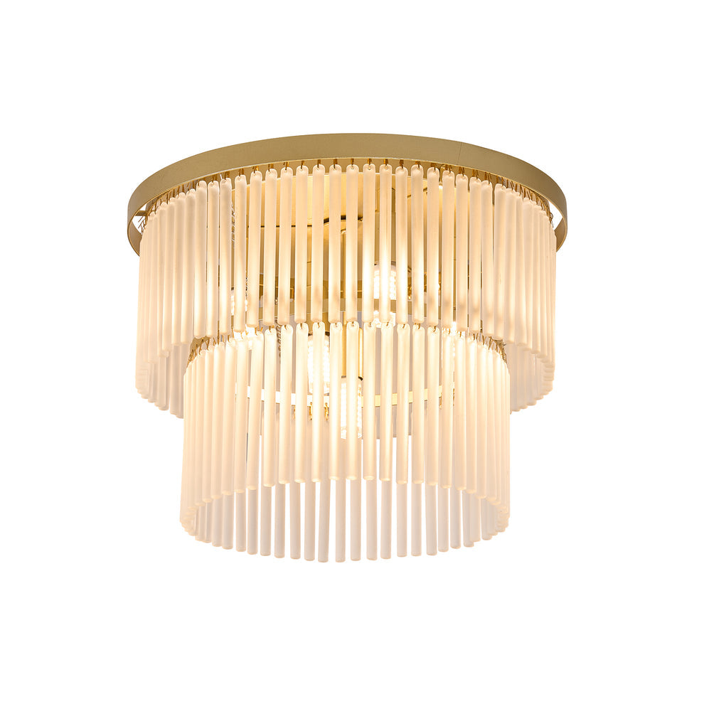 Greer Gold with Frost Glass Classic Retro Close to Ceiling Light