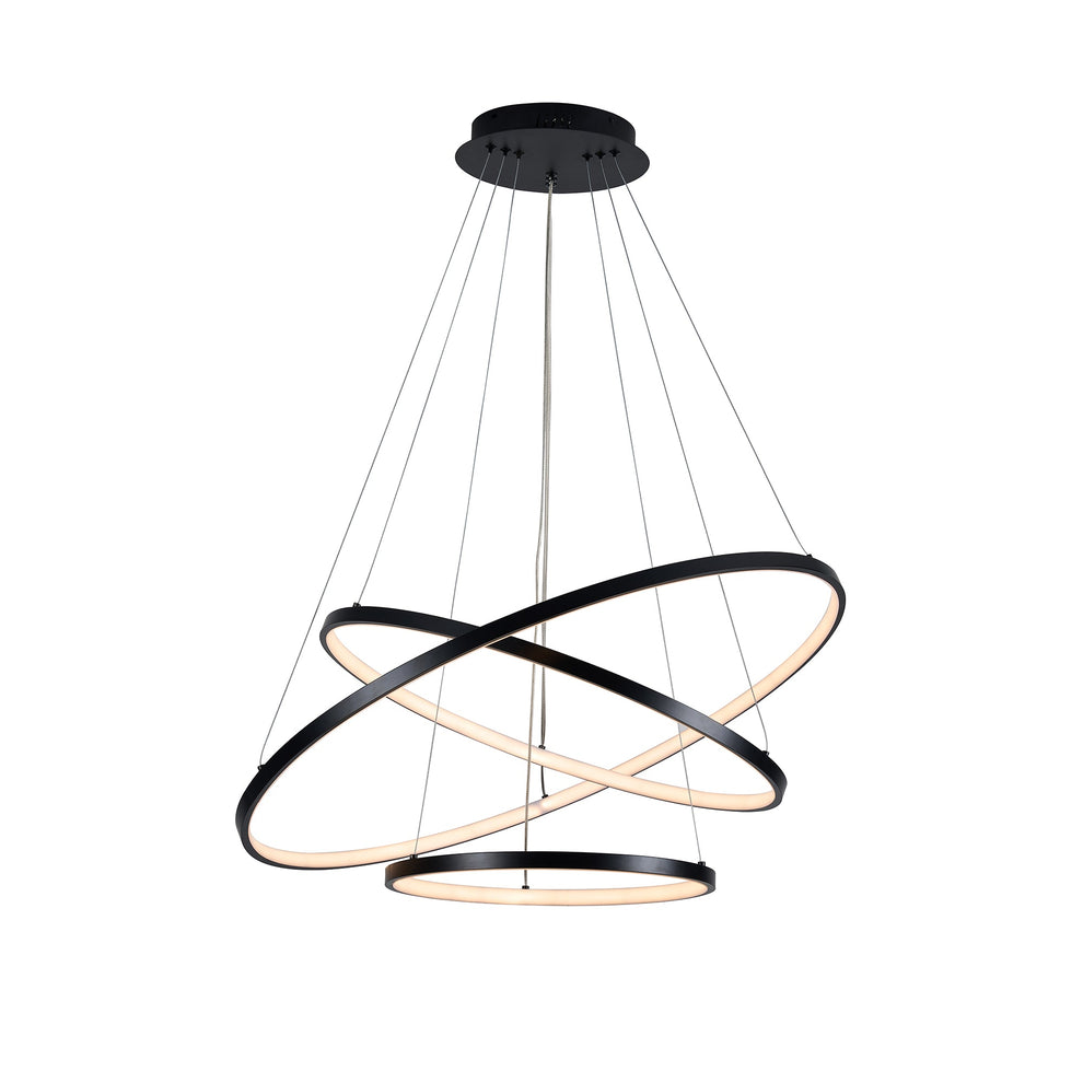 Trinity Large 3-Ring Black Remote Controlled Modern Pendant