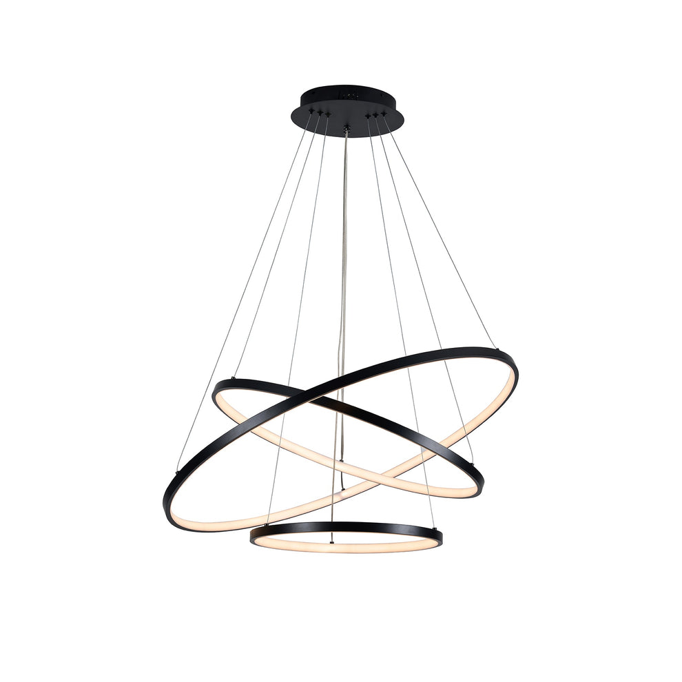 Trinity Small 3-Ring Black Remote Controlled Modern Pendant