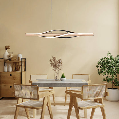 Bonnie Linear Timber with Tri-Colour LED Contemporary Pendant