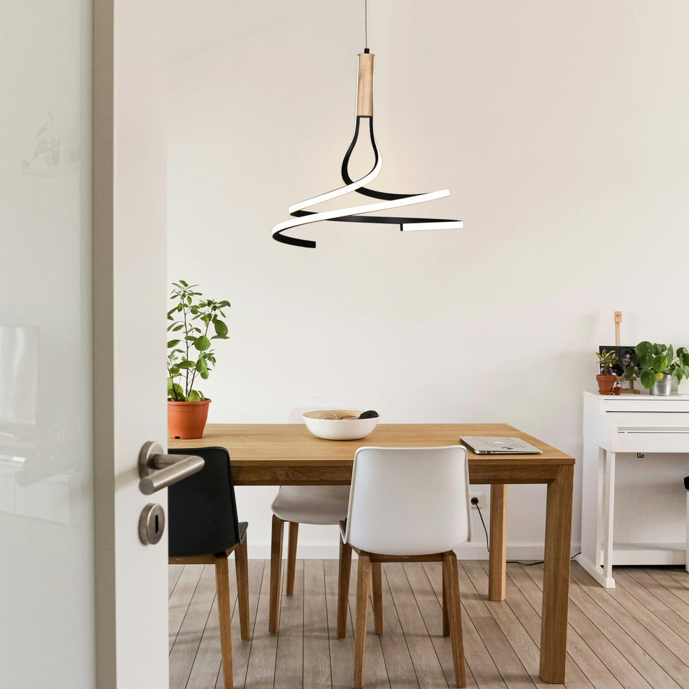 Estelle Contemporary Timber Pendant with Tri-Colour LED