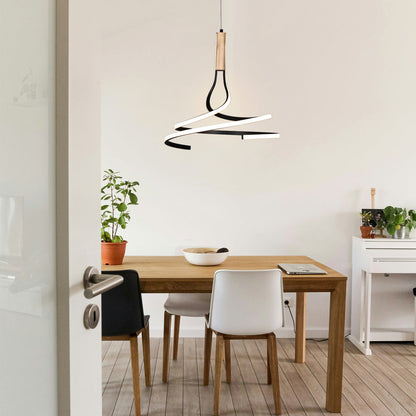 Estelle Contemporary Timber Pendant with Tri-Colour LED