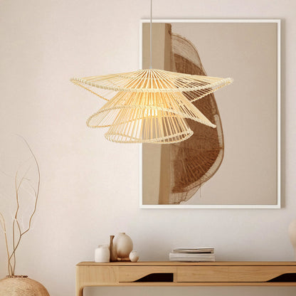 Talia Multi-Tiered Natural Rattan Modern Pendant