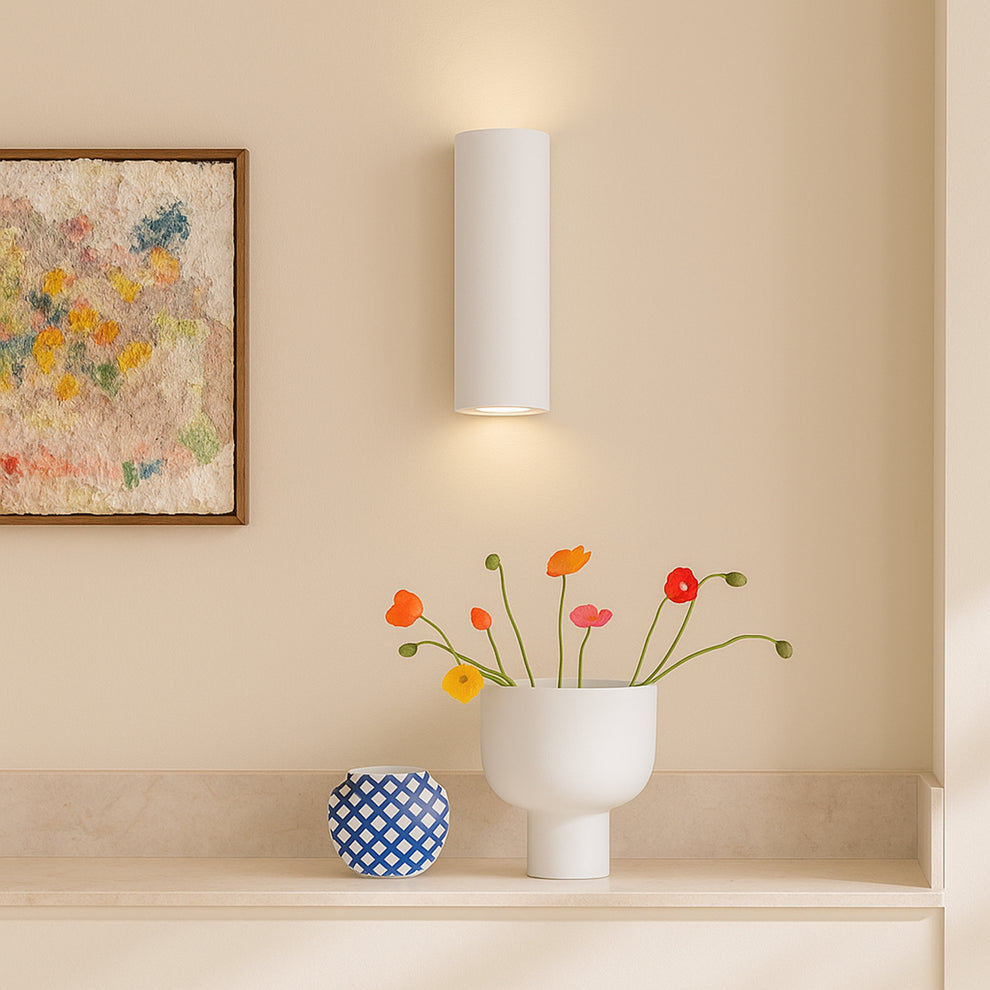 Onyx 2 Light Up and Down Plaster Modern Wall Sconce