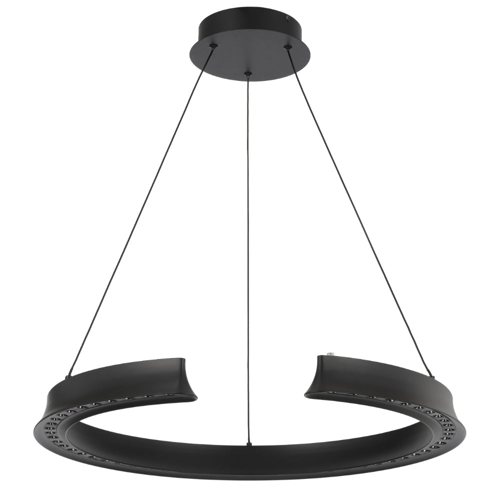 Lucid Black Round LED Dimmable Modern Pendant