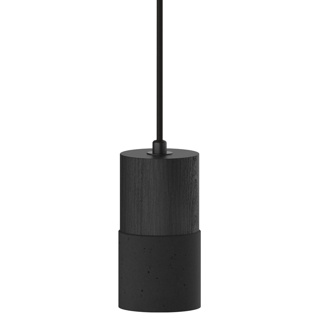 Lucian 1 Light Black Concrete and Black Timber Cylindrical Pendant