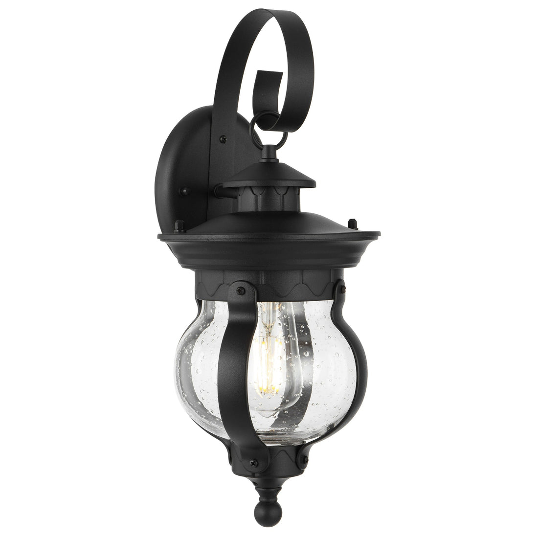 Mamo 18cm Black and Seeded Glass Exterior Coach Light