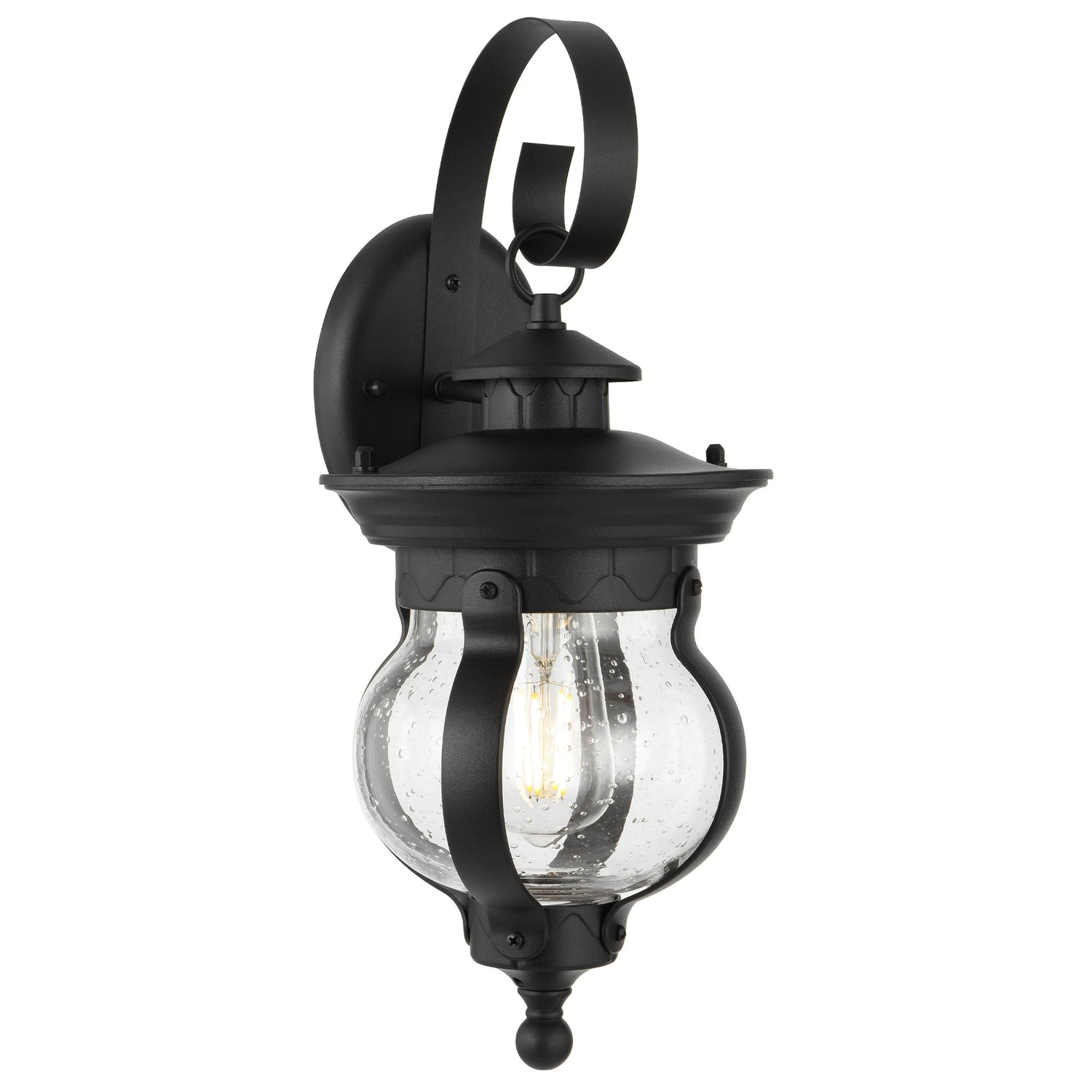 Mamo 18cm Black and Seeded Glass Exterior Coach Light
