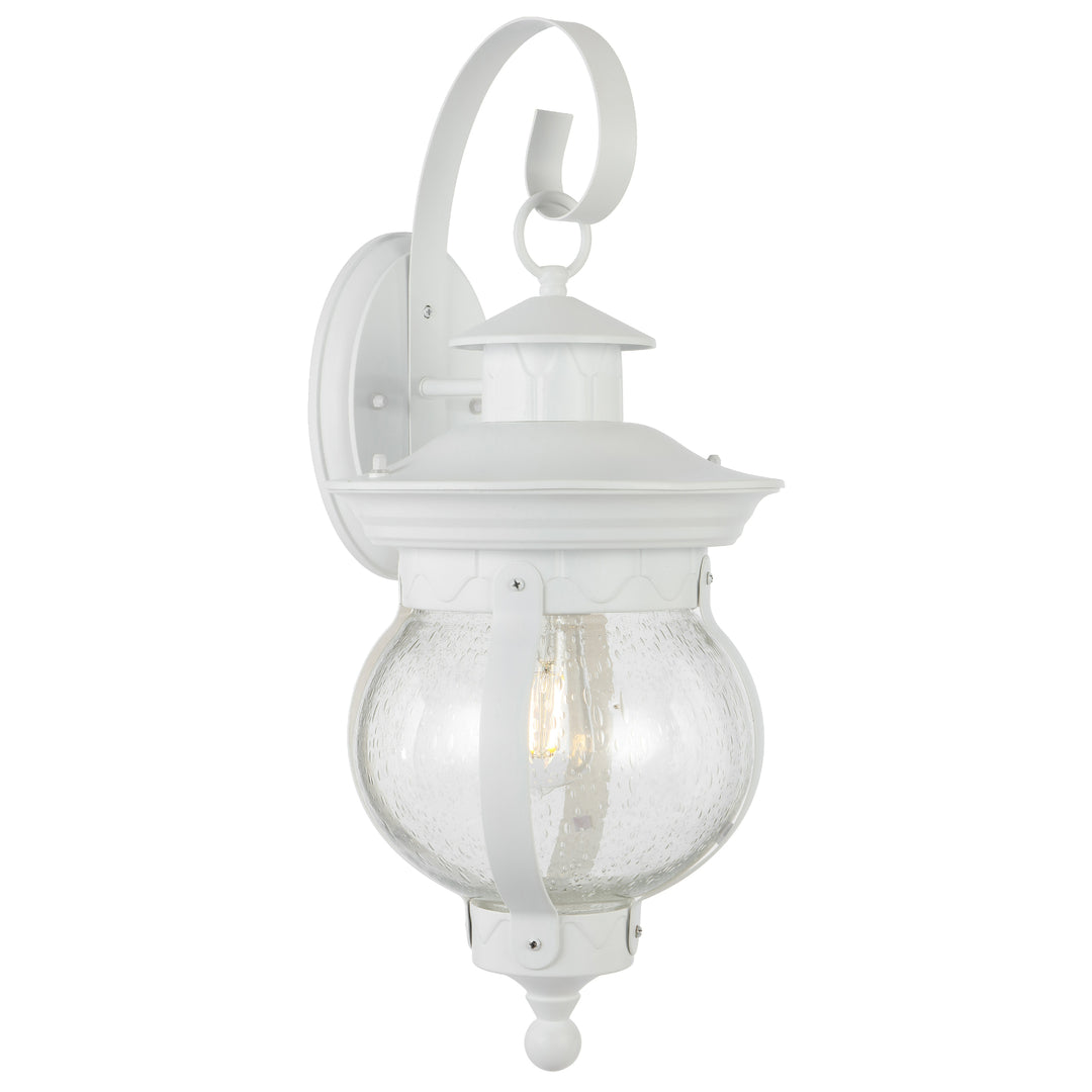 Mamo 25cm White and Seeded Glass Exterior Coach Light