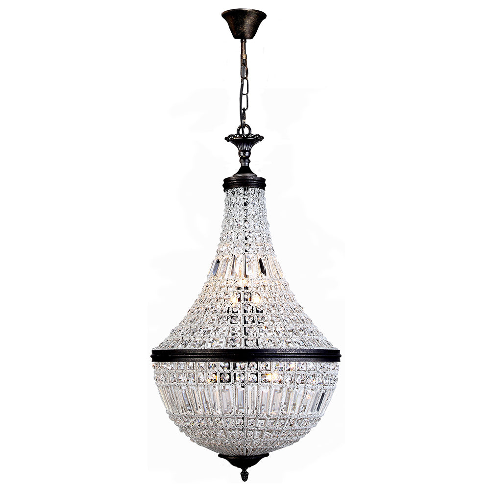 Marseilles Large 8 Light Crystal and Bronze Basket Chandelier