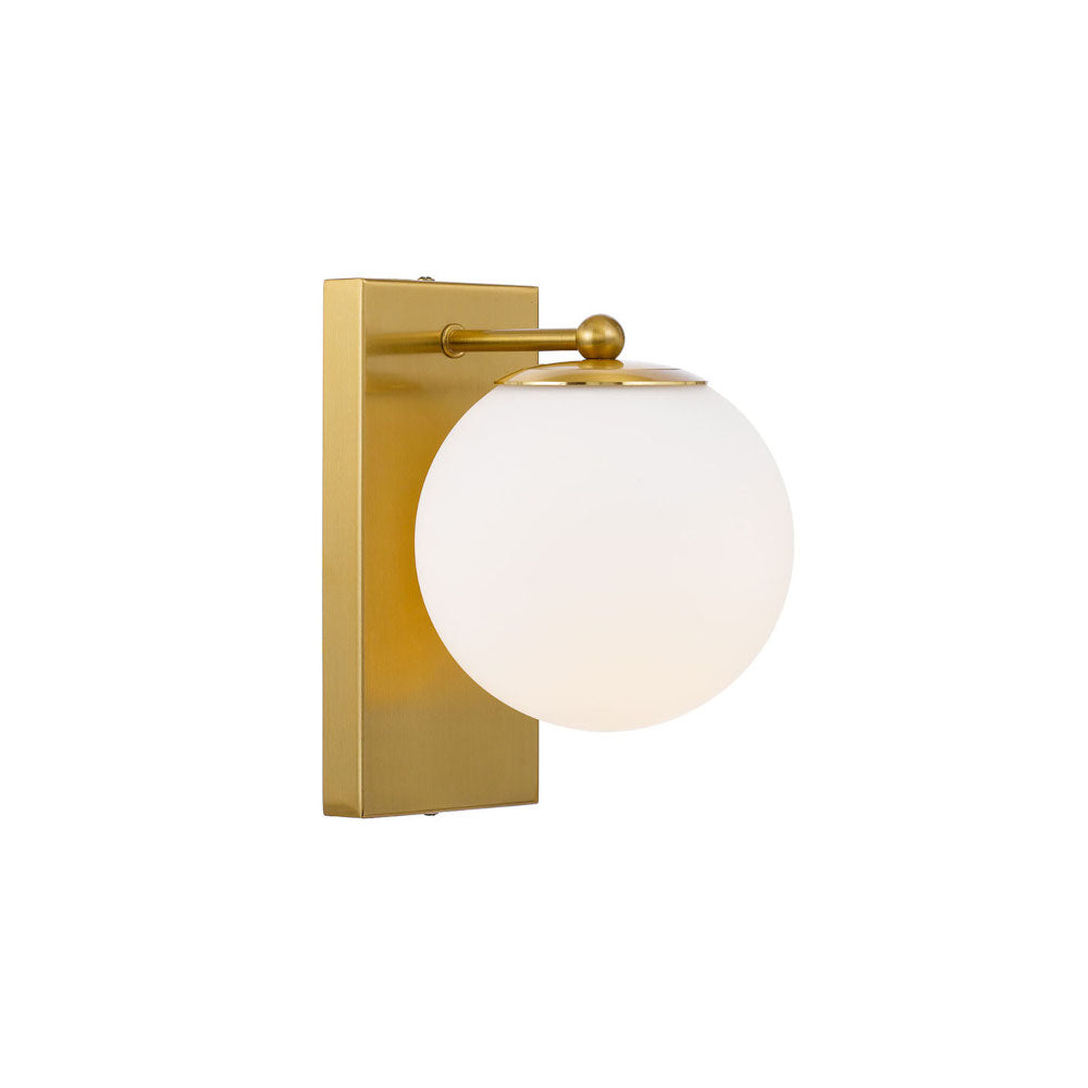 Marsten 1 Light Antique Gold and Opal Glass Industrial Wall Light