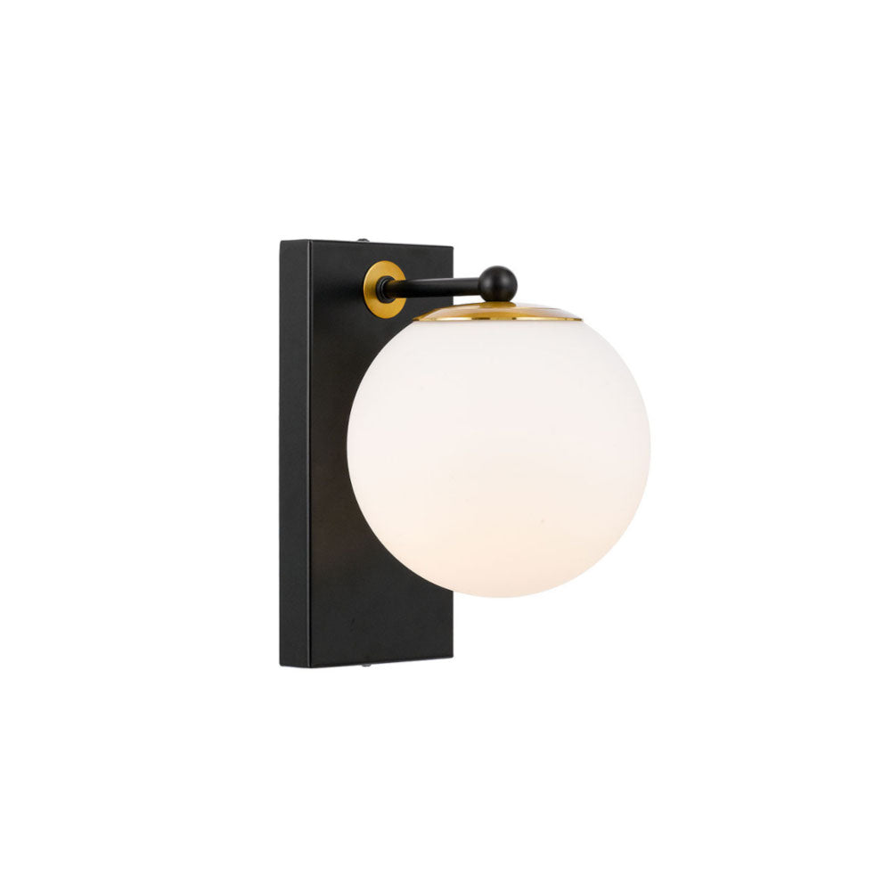 Marsten 1 Light Black and Opal Glass Industrial Wall Light