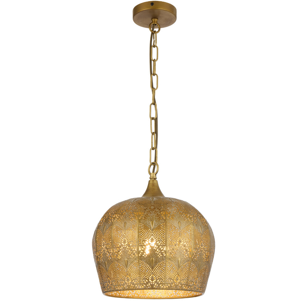 Mersin Antique Brass Classic Perforated Pattern Metal Pendant