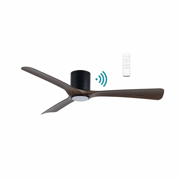 Fresno 52"/1320mm 3 Blade Flush Mount Black and Walnut with LED Light DC Motor Smart App Control Ceiling Fan