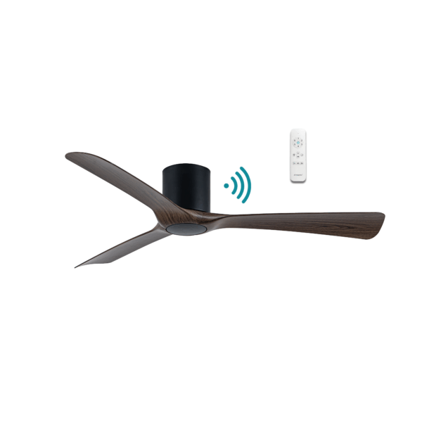 Fresno 52"/1320mm 3 Blade Flush Mount Black with Walnut DC Motor Smart App Control Ceiling Fan