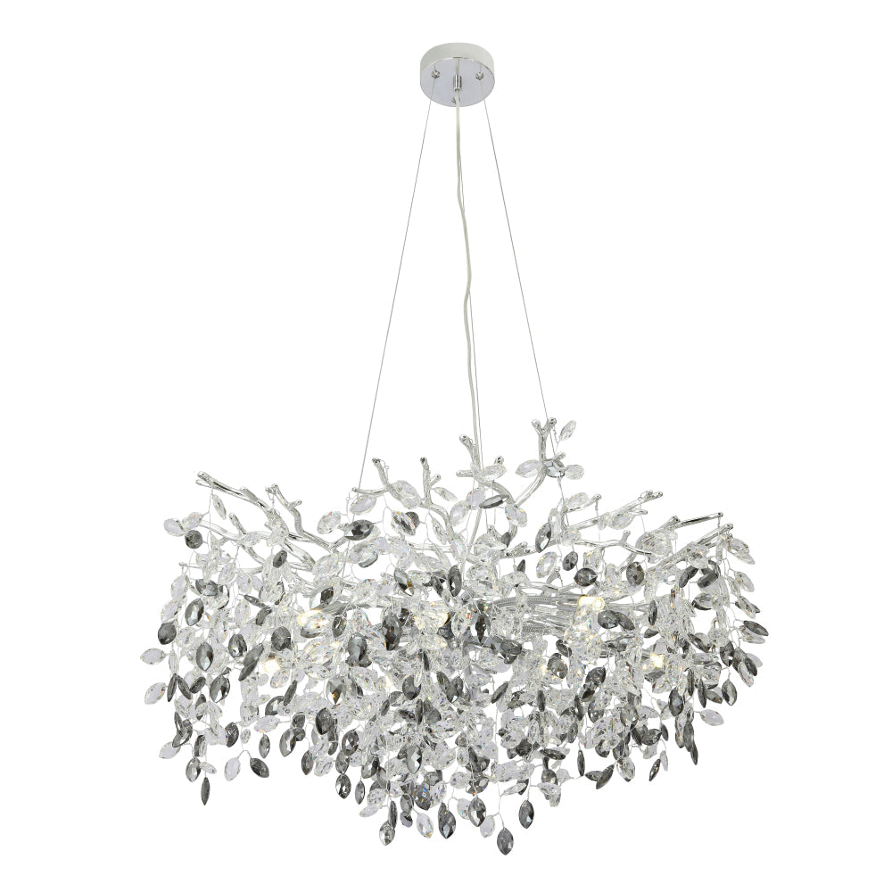 Molena 10 Light Round Chrome with Clear and Smoke Crystal Pendant