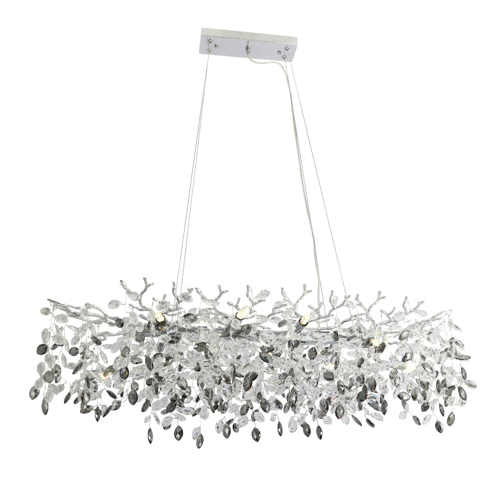 Molena 10 Light Linear Chrome with Clear and Smoke Crystal Pendant