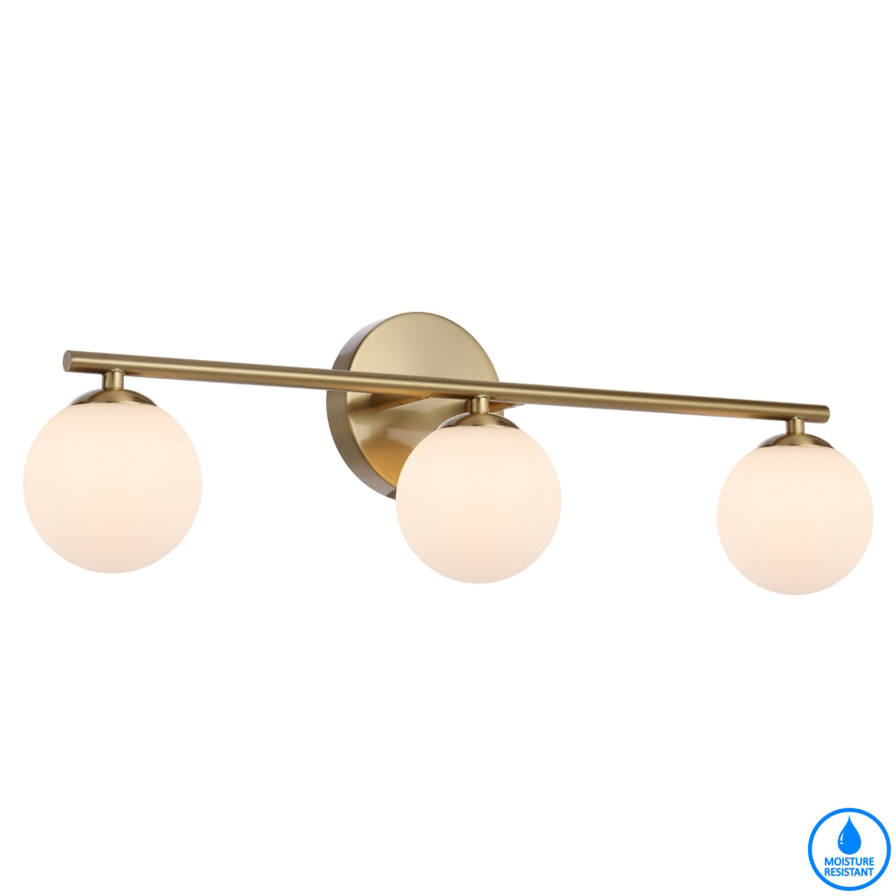 Moran 3 Light Antique Gold and Opal Glass Modern Retro Wall Light