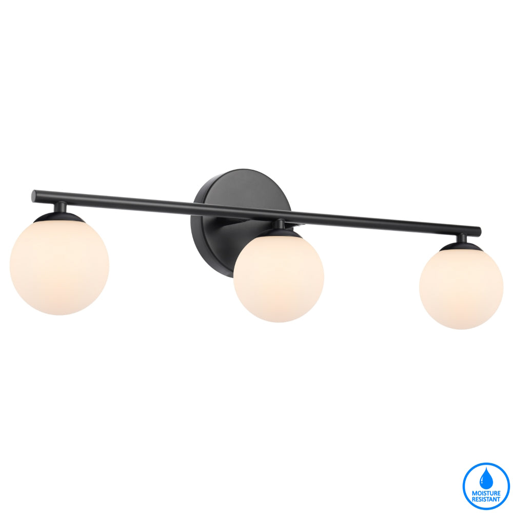 Moran 3 Light Black and Opal Glass Modern Retro Wall Light