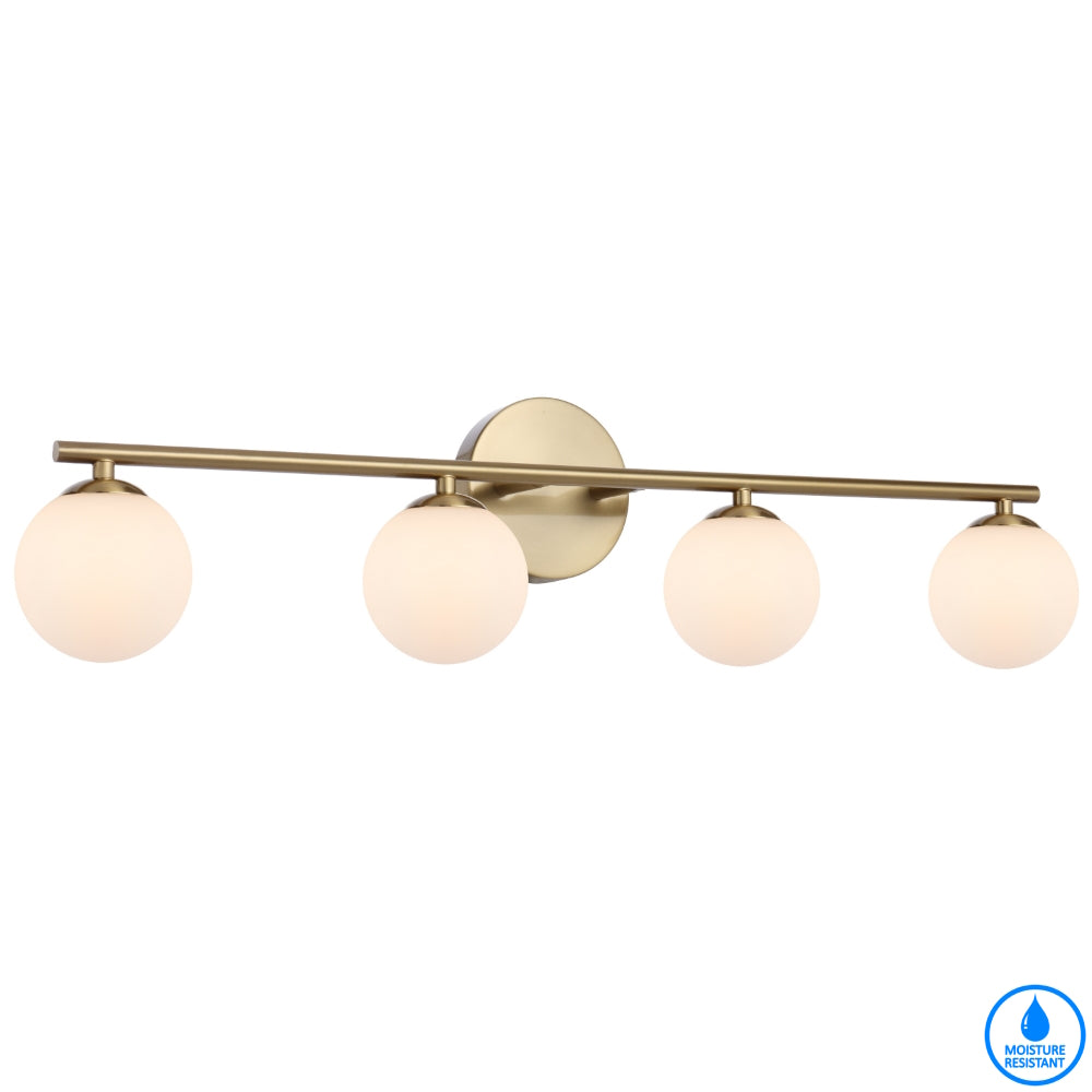 Moran 4 Light Antique Gold and Opal Glass Modern Retro Wall Light