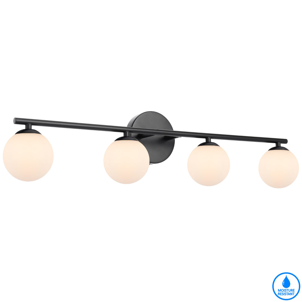 Moran 4 Light Black and Opal Glass Modern Retro Wall Light