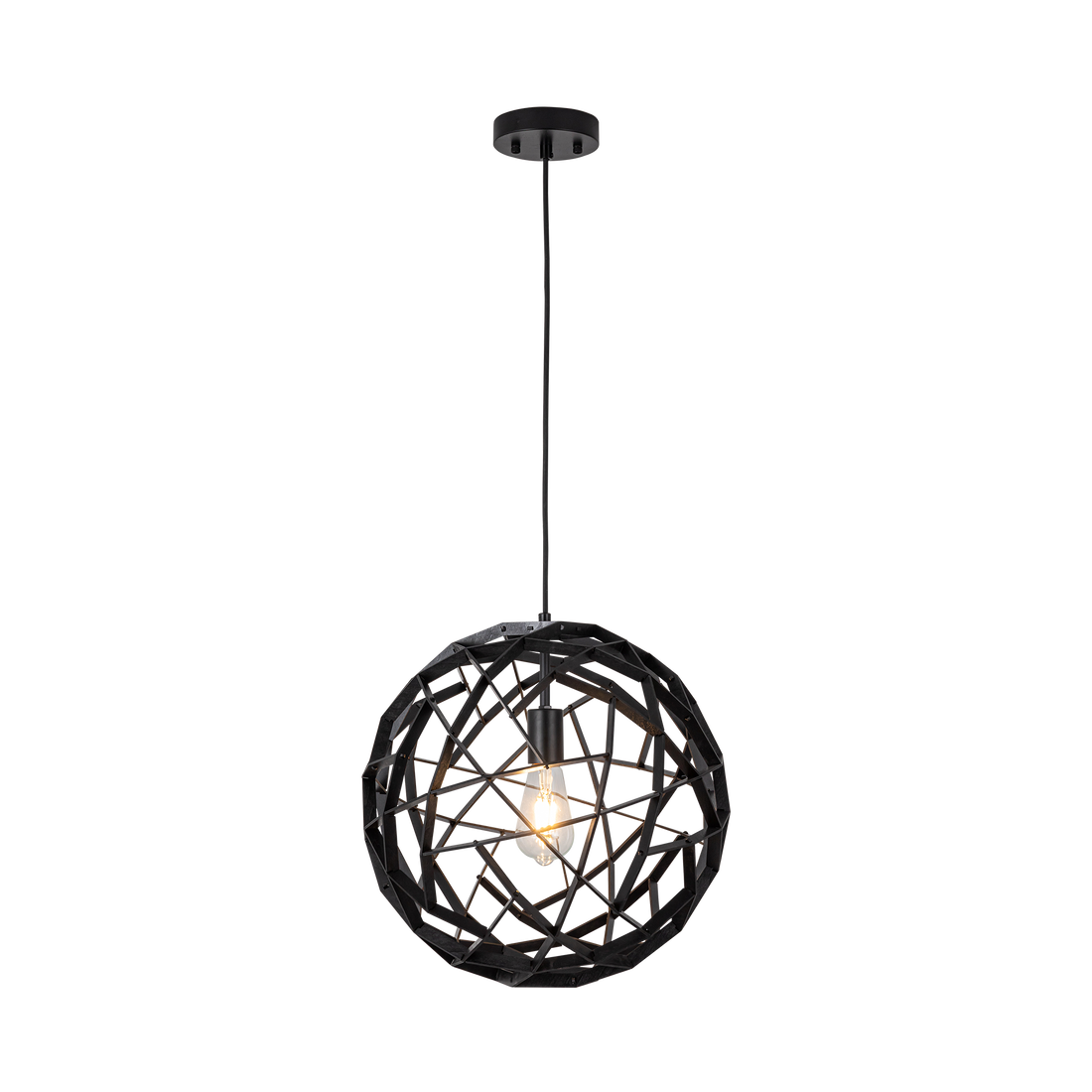 Malmo Black Timber Large Round Organic Pendant