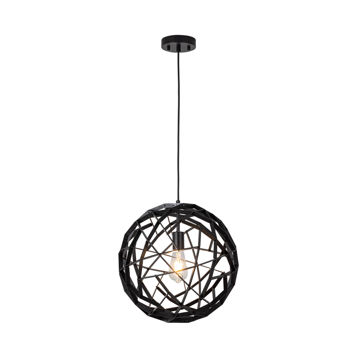 Malmo Black Timber Large Round Organic Pendant