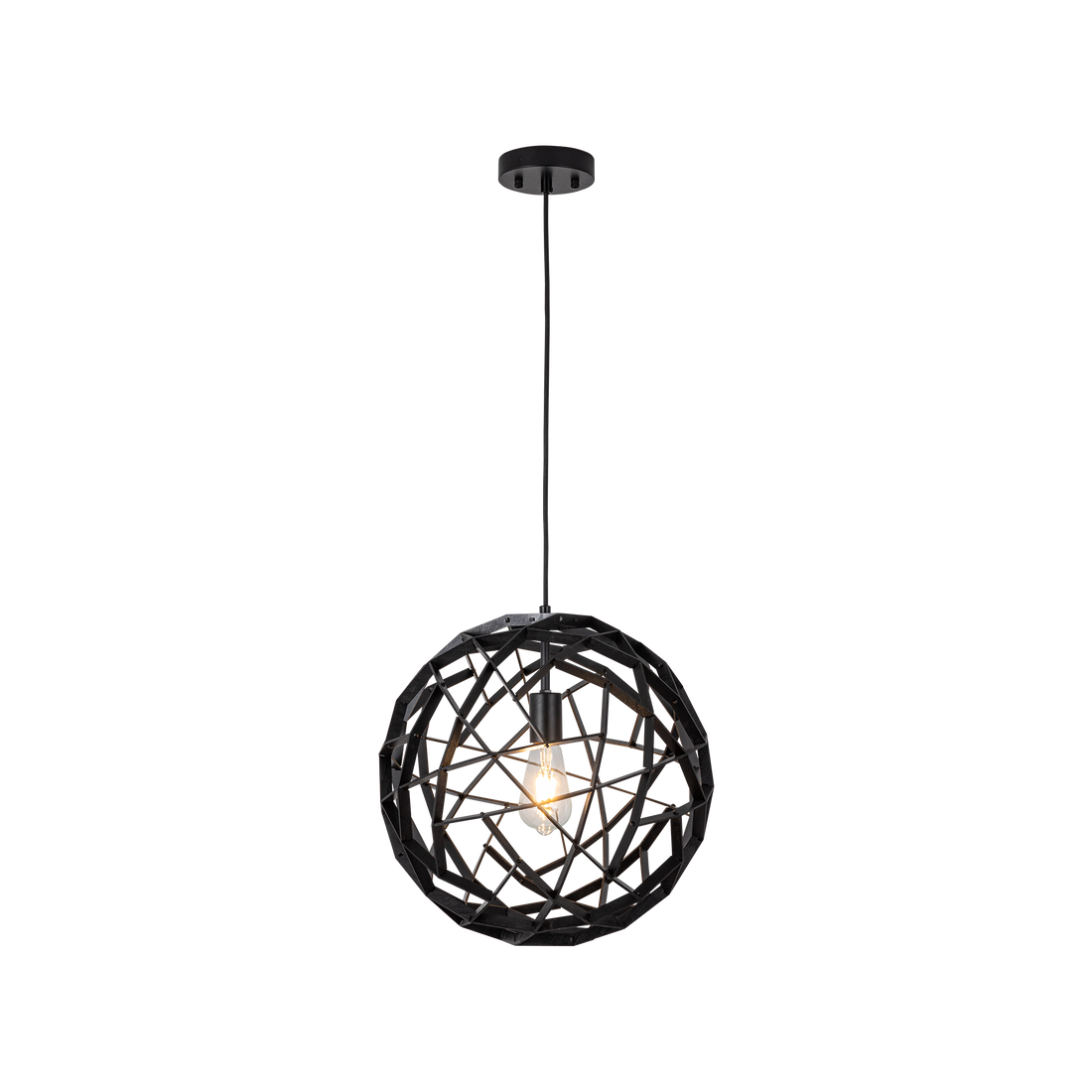 Malmo Black Timber Medium Round Organic Pendant