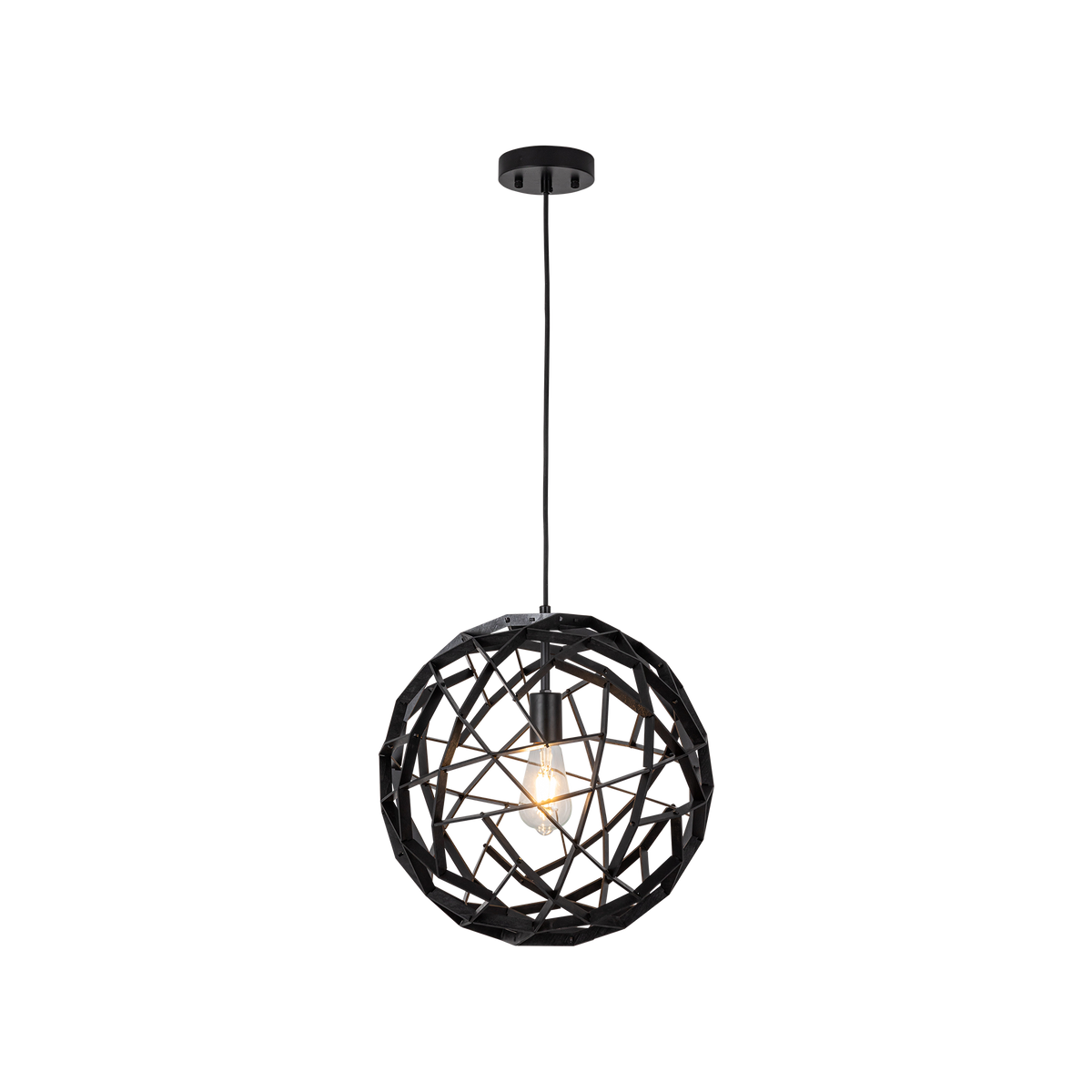 Malmo Black Timber Medium Round Organic Pendant