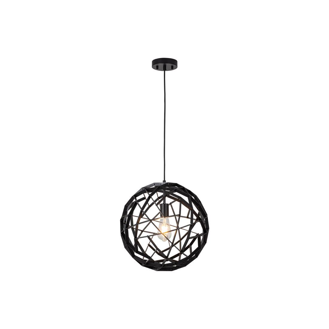 Malmo Black Timber Small Round Organic Pendant
