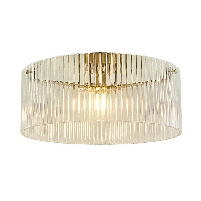 Medici Gold 400mm Ribbed Glass Close to Ceiling Light