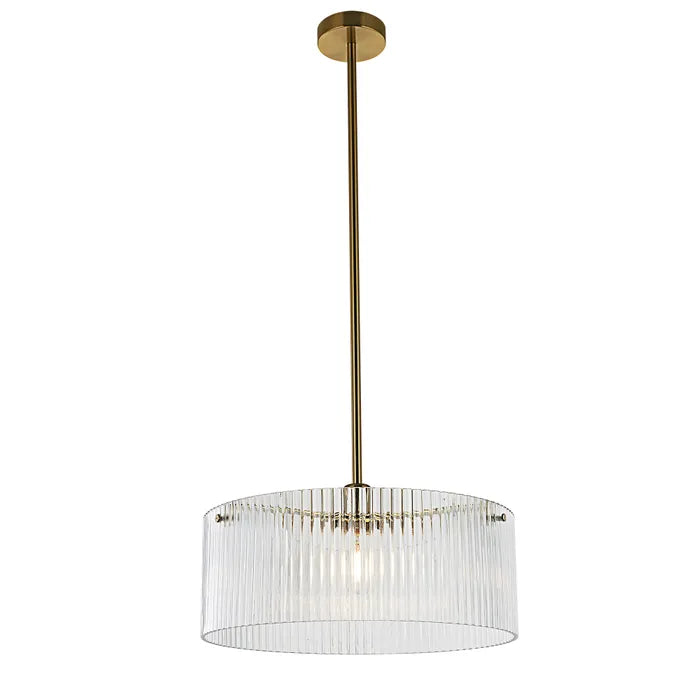 Medici Gold 400mm Ribbed Glass Pendant Light