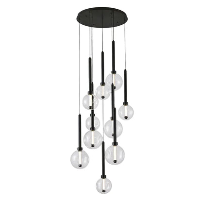 Meteor Black 10 Light LED Round Pendant