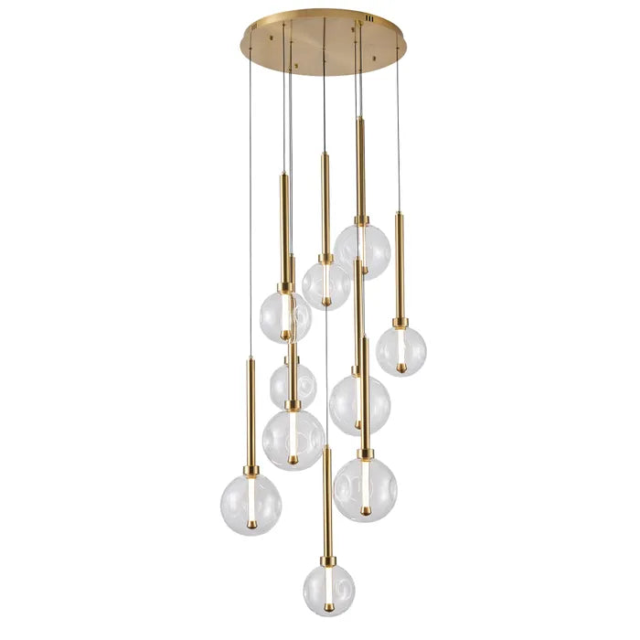 Meteor Gold 10 Light LED Round Pendant